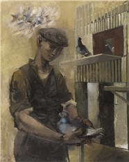 Steel Worker with Pigeons